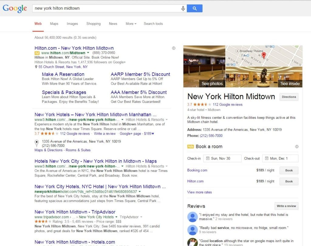 New York Google Hotel Ads