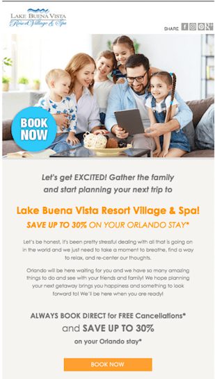 Lake Buena Vista Hotel Messaging Promotion