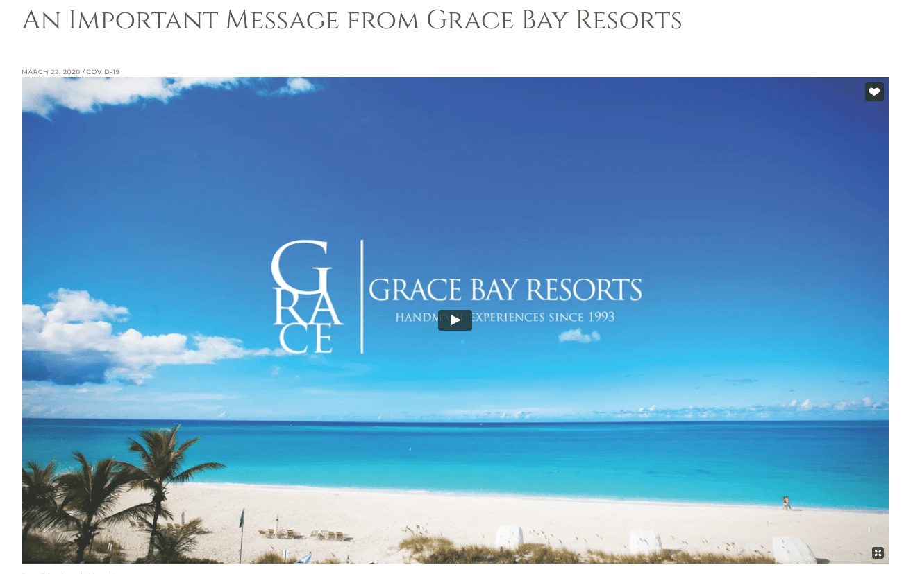 Grace Bay Resorts Crisis Messaging