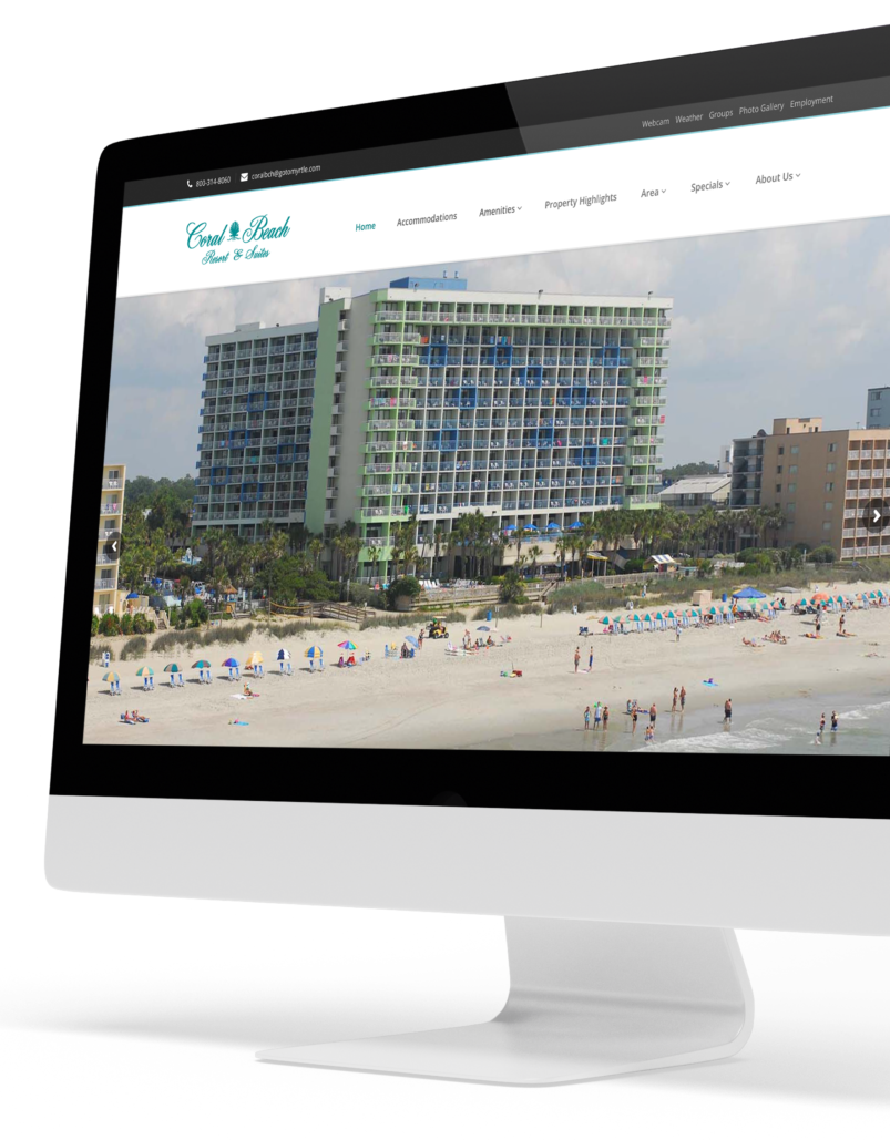Coral Beach Resort screenshot of website on desktop