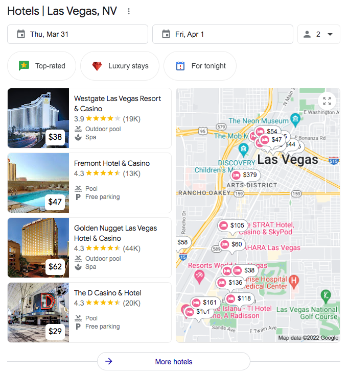 google search hotel pack