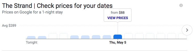 Google search results date pricing feature.