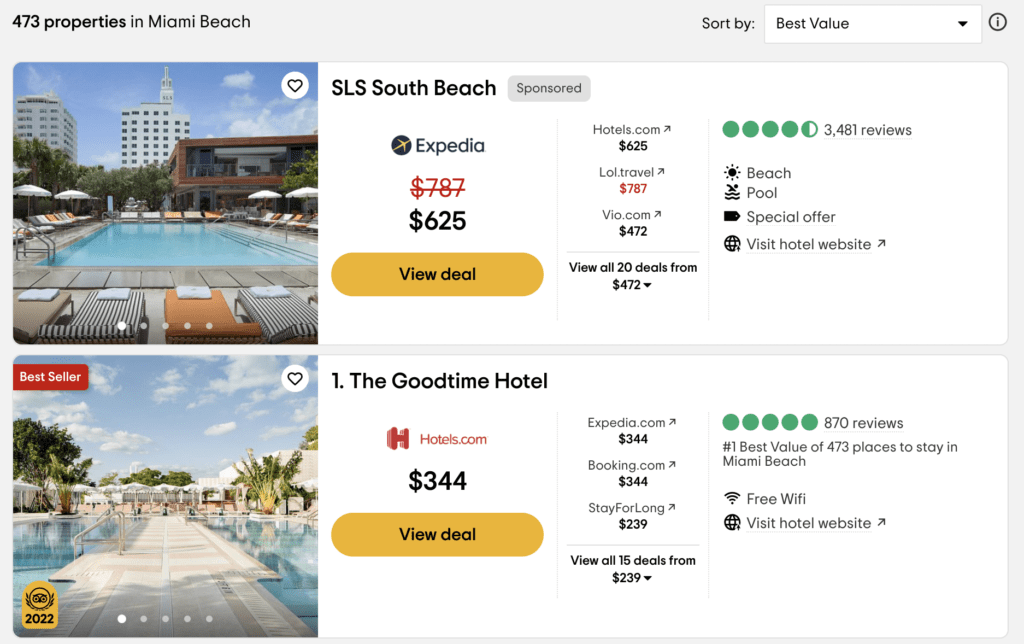 A TripAdvisor Sponsored Placement ad in the destination results.