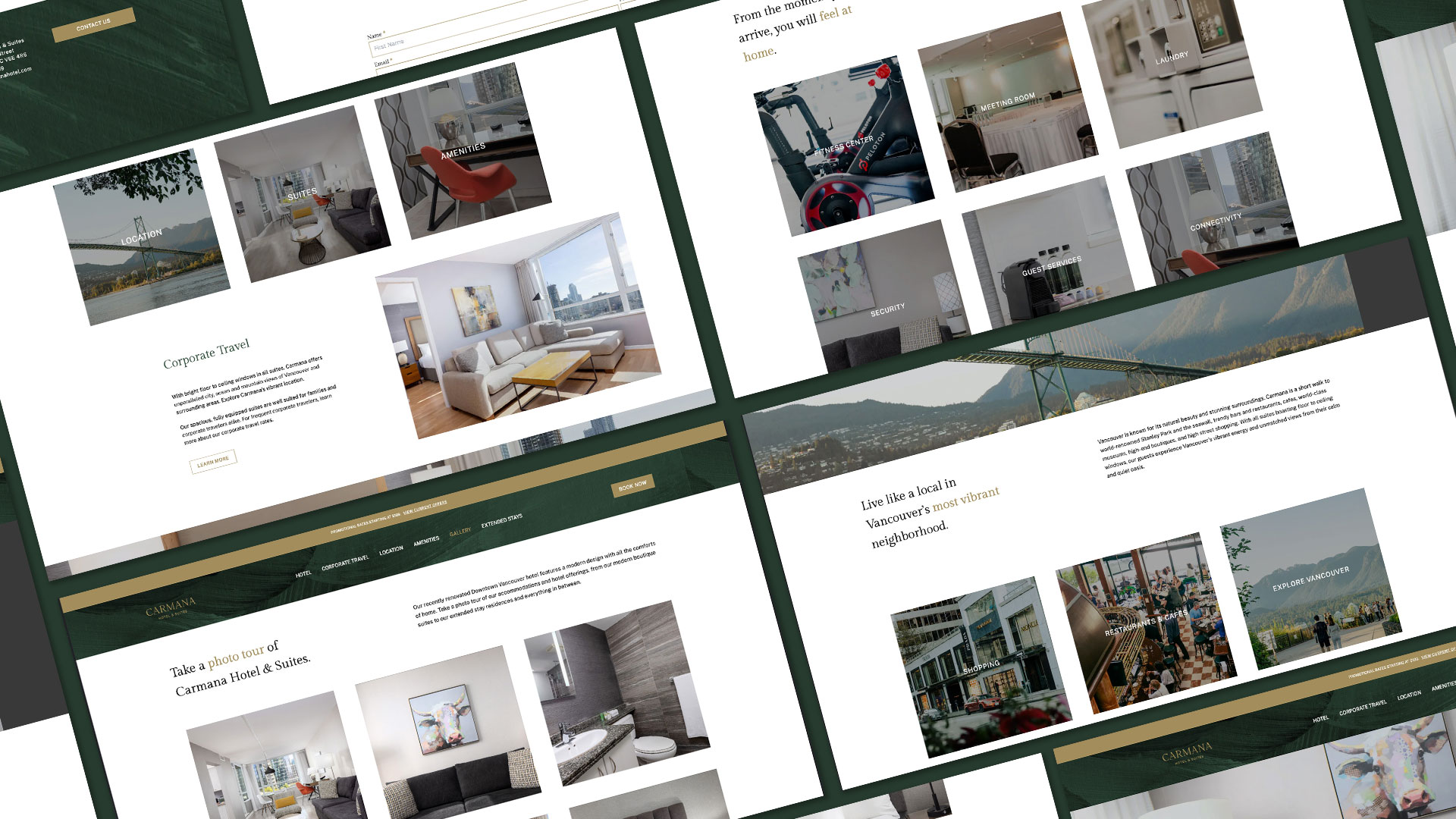 Tiled pages of Carmana Hotel & Suites website